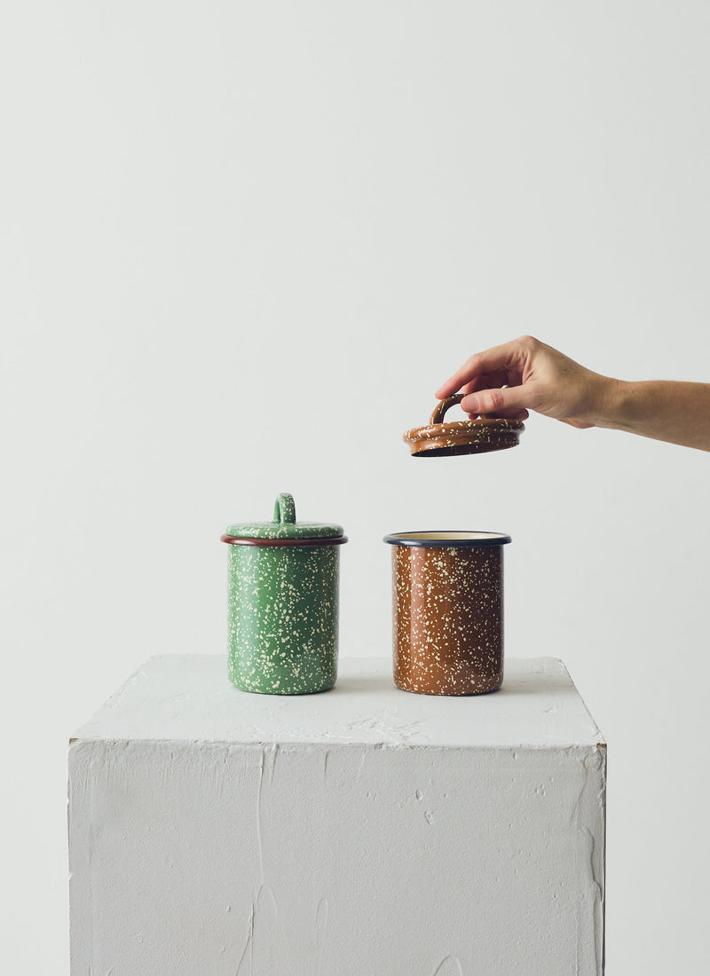 Speckle Enamel Storage Jar | Mint/Cream