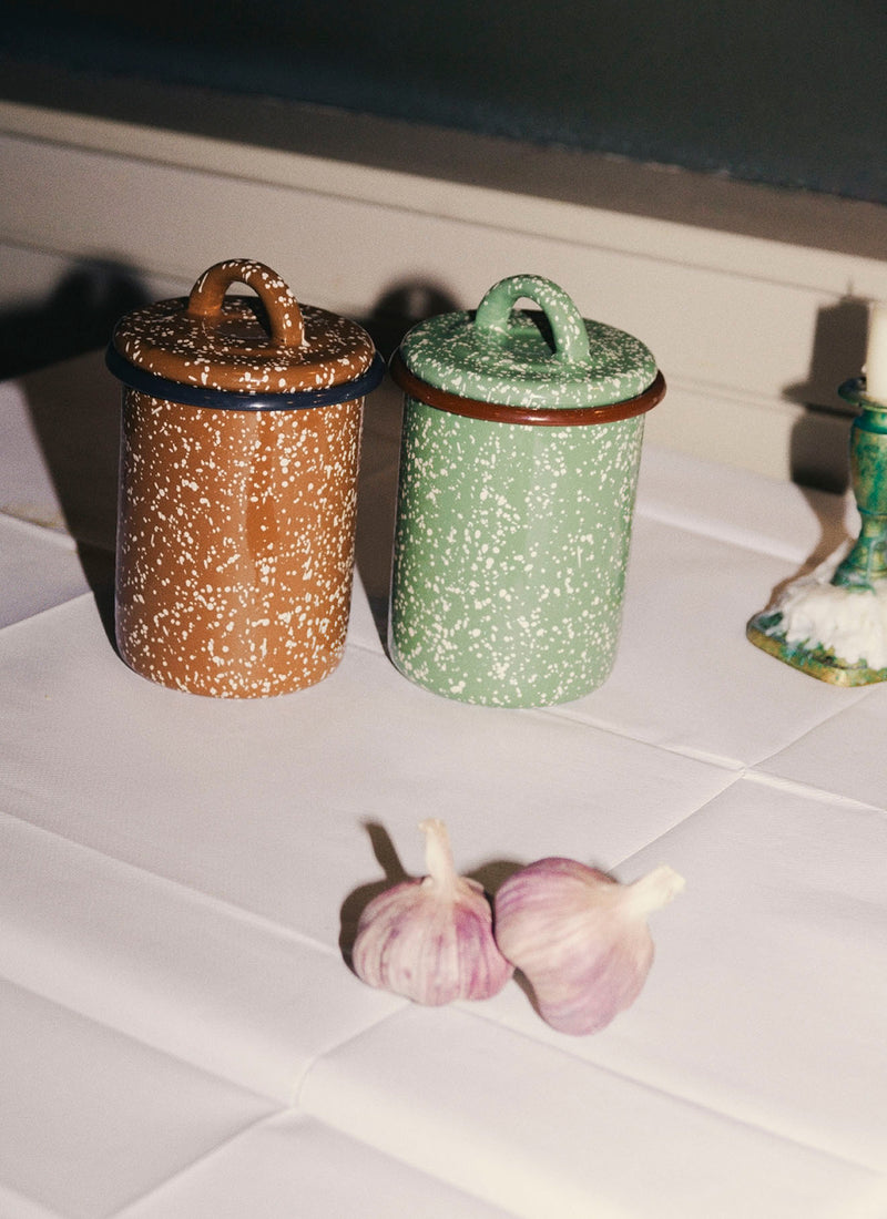 Speckle Enamel Storage Jar | Mint/Cream