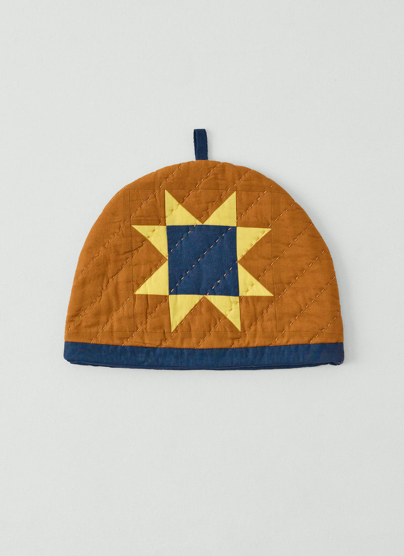 Star Patchwork Cotton Tea Cosy | Toffee/Clematis