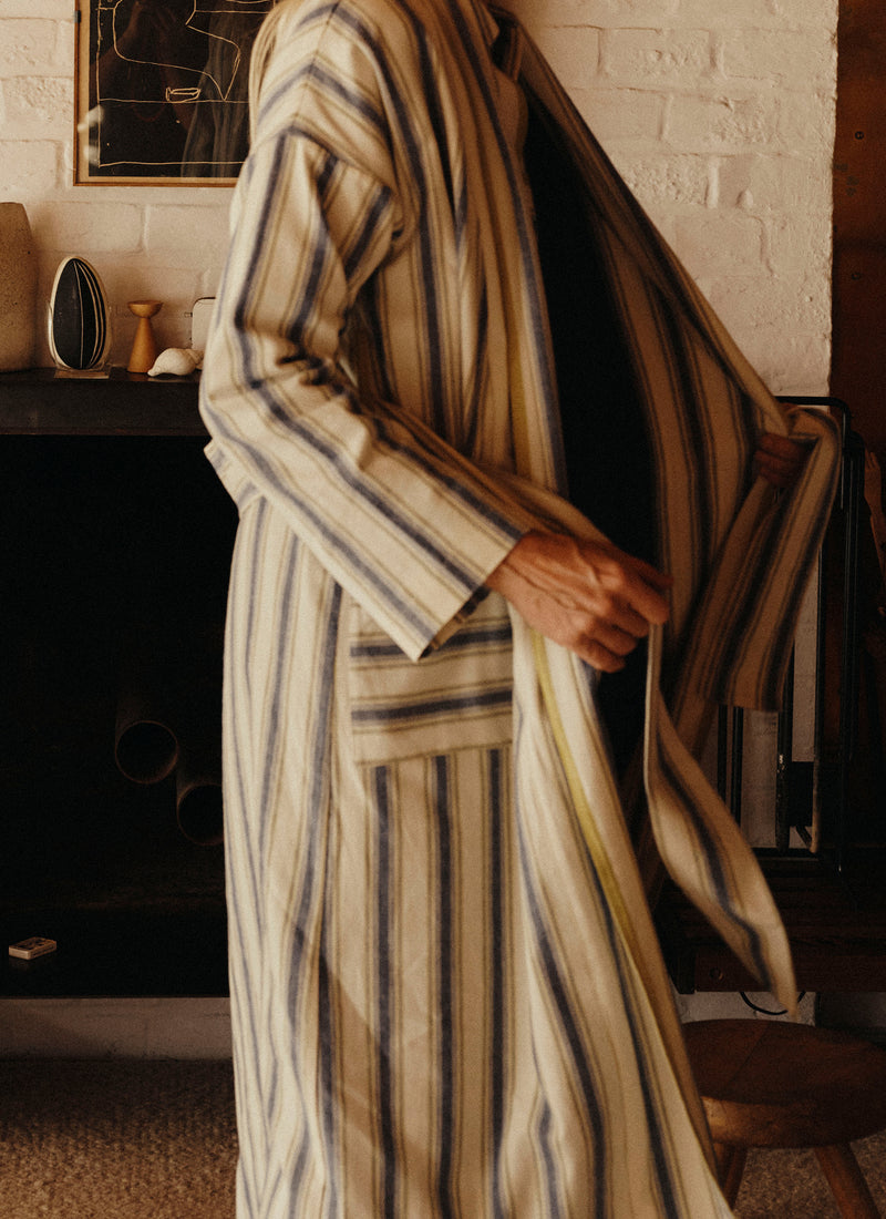 Solstice Stripe Flannel Gown | Midnight/Gooseberry