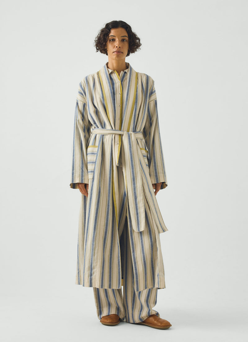Solstice Stripe Flannel Gown | Midnight/Gooseberry
