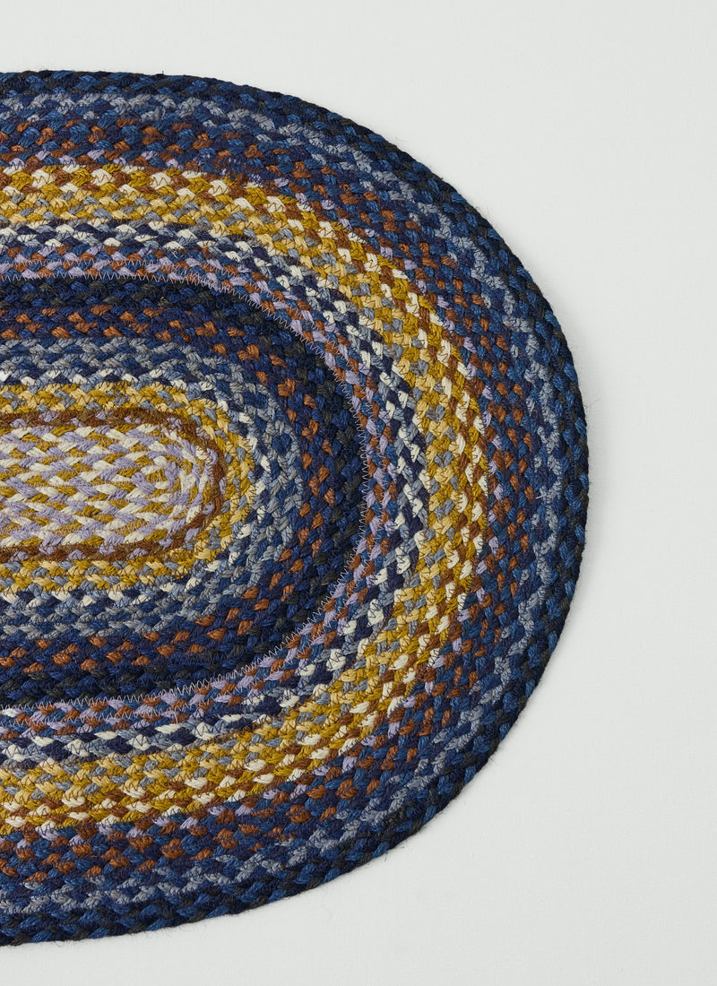 Jute Braided Doormat | Cobalt/Harvest