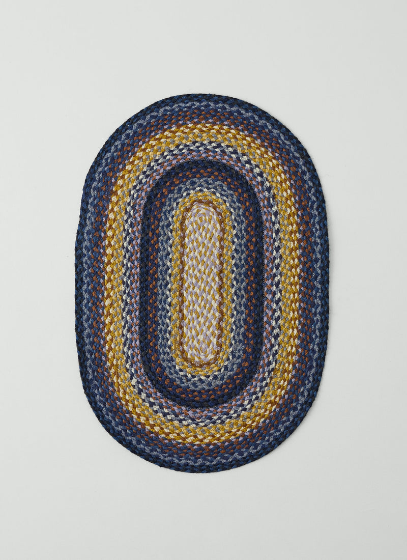 Jute Braided Doormat | Cobalt/Harvest