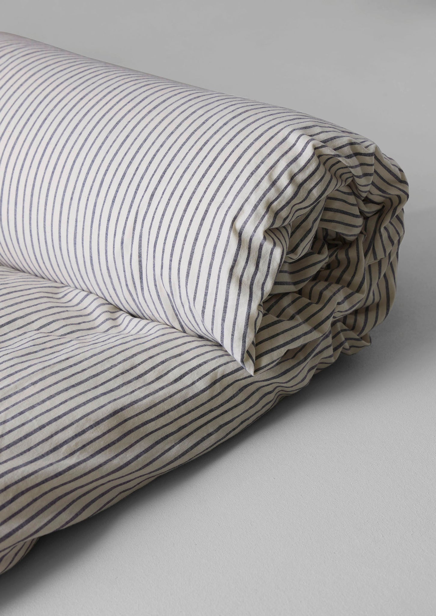 Organic Cotton Pyjama Stripe Duvet Cover | Navy/Ecru