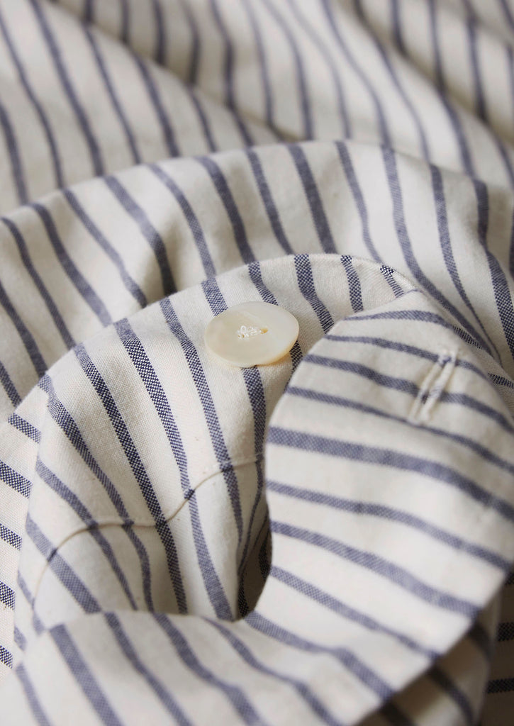 Organic Cotton Pyjama Stripe Duvet Cover | Navy/Ecru | TOAST