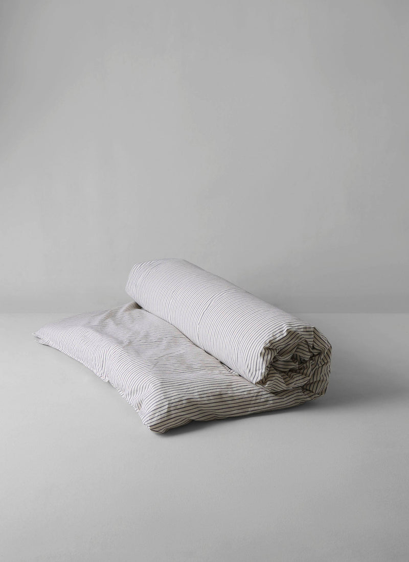 Pyjama Stripe Cotton Duvet Cover | Navy/Ecru