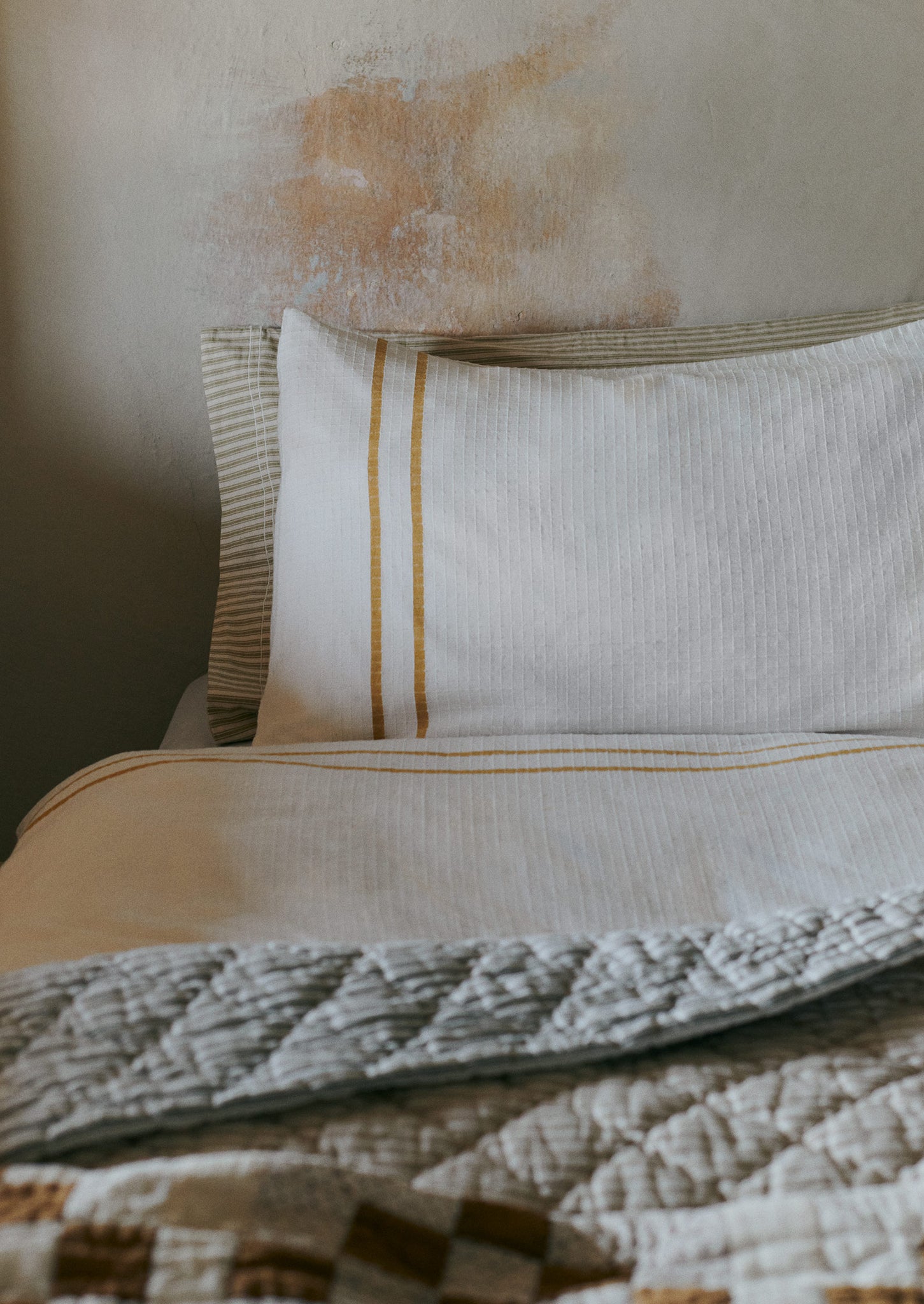 Organic Cotton Varali Duvet Cover | Chalk/Ochre