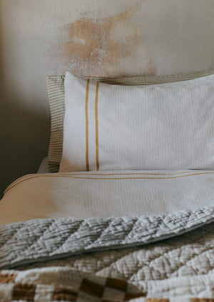 Organic Cotton Varali Duvet Cover | Chalk/Ochre