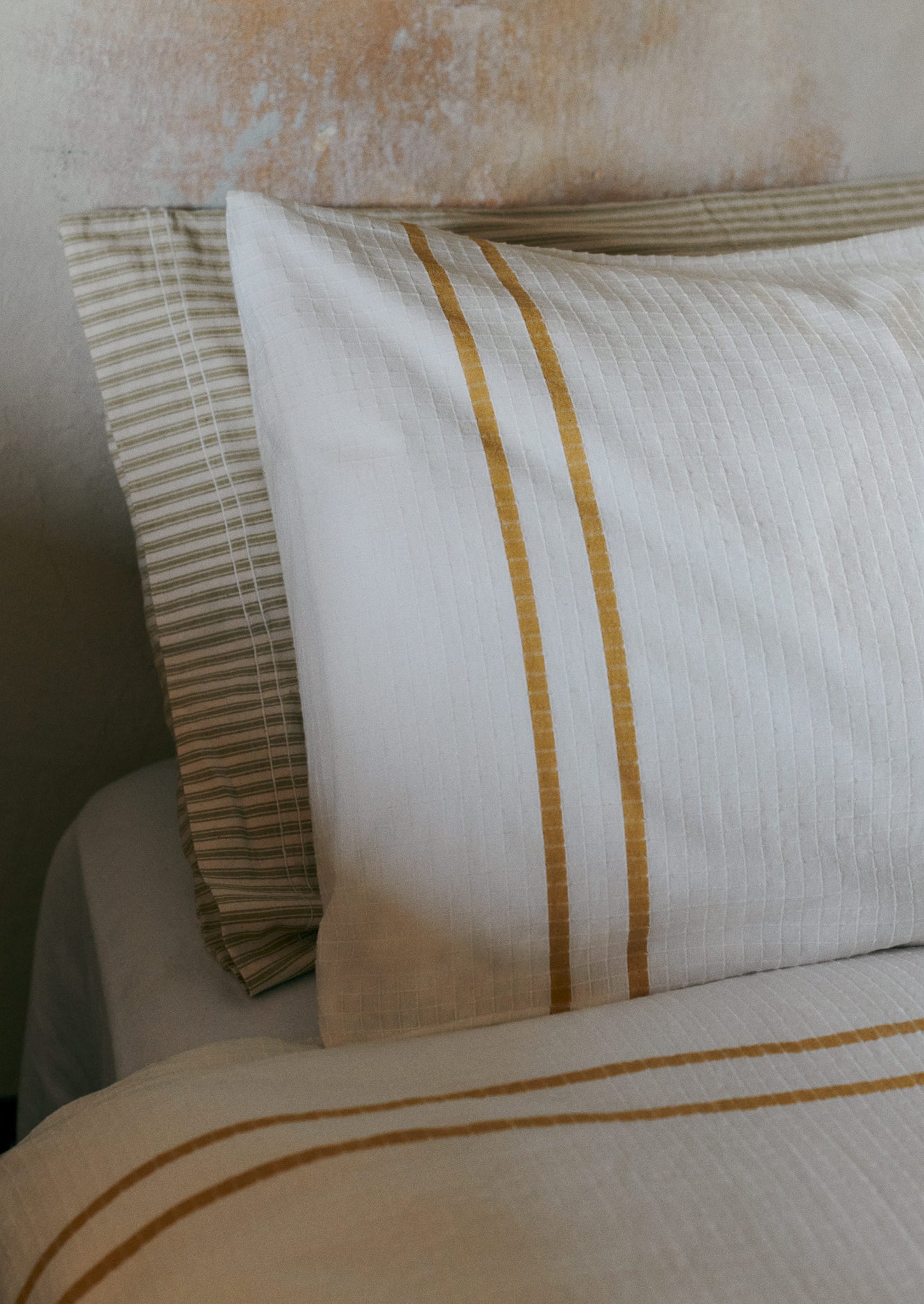 Organic Cotton Varali Housewife Pillowcase | Chalk/Ochre