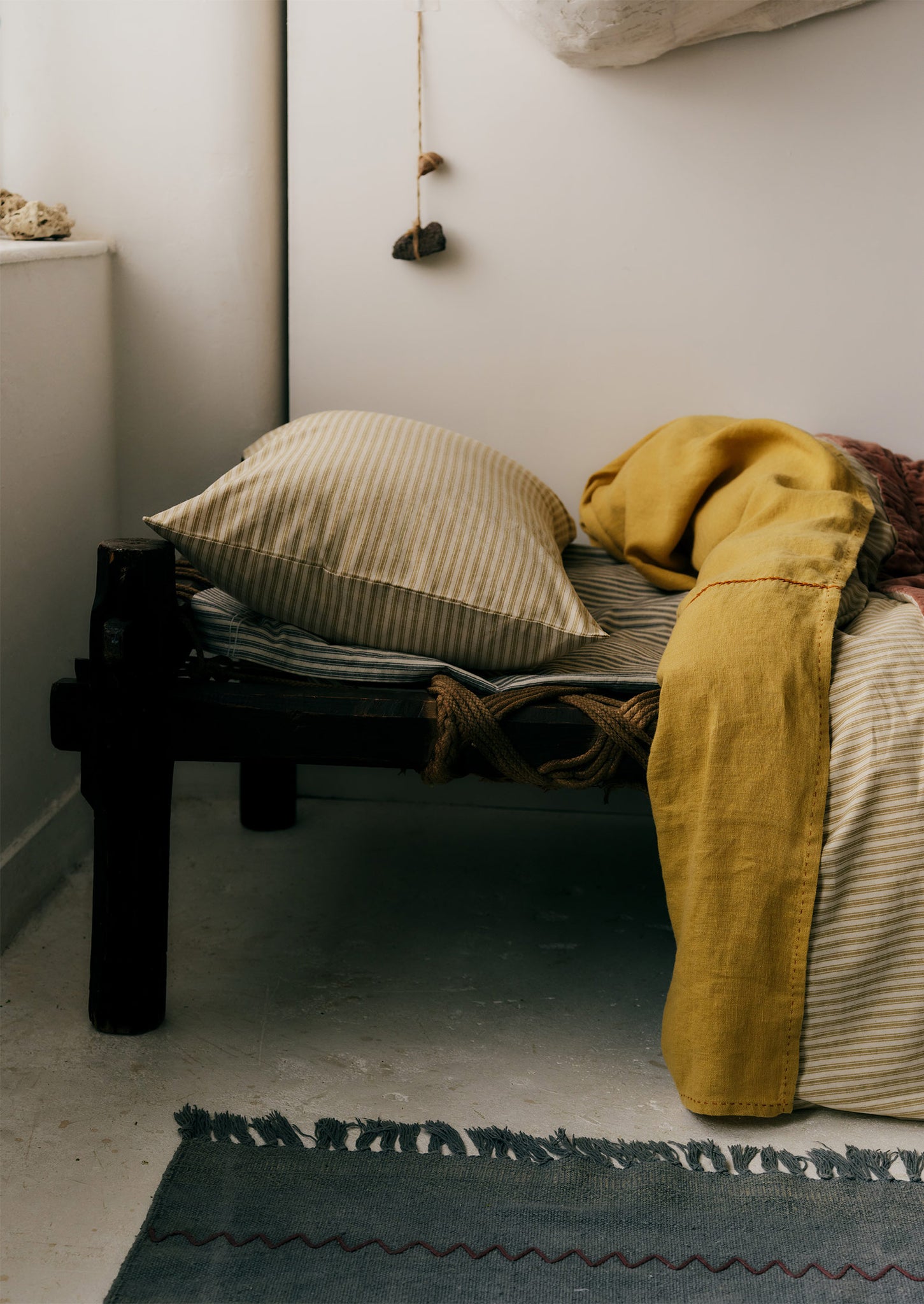 Organic Cotton Ticking Stripe Housewife Pillowcase Ecru/Straw TOAST