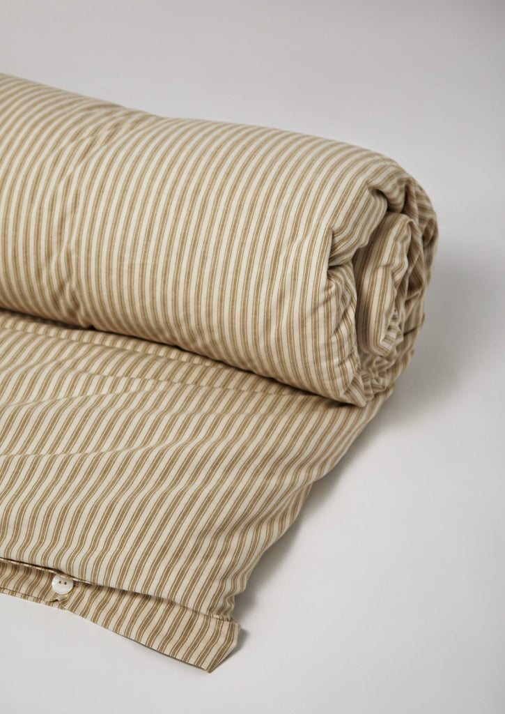 Organic Cotton Ticking Stripe Duvet Cover Ecru/Straw TOAST
