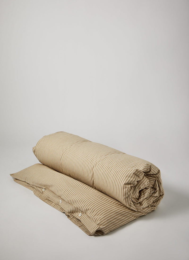 Ticking Stripe Cotton Duvet Cover | Ecru/Straw