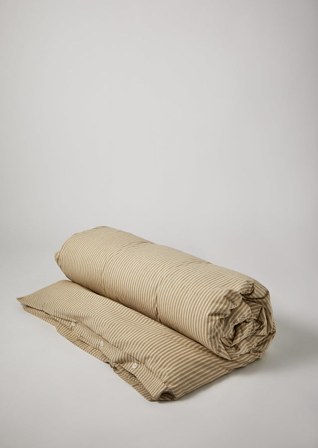 Organic Cotton Ticking Stripe Duvet Cover | Ecru/Straw