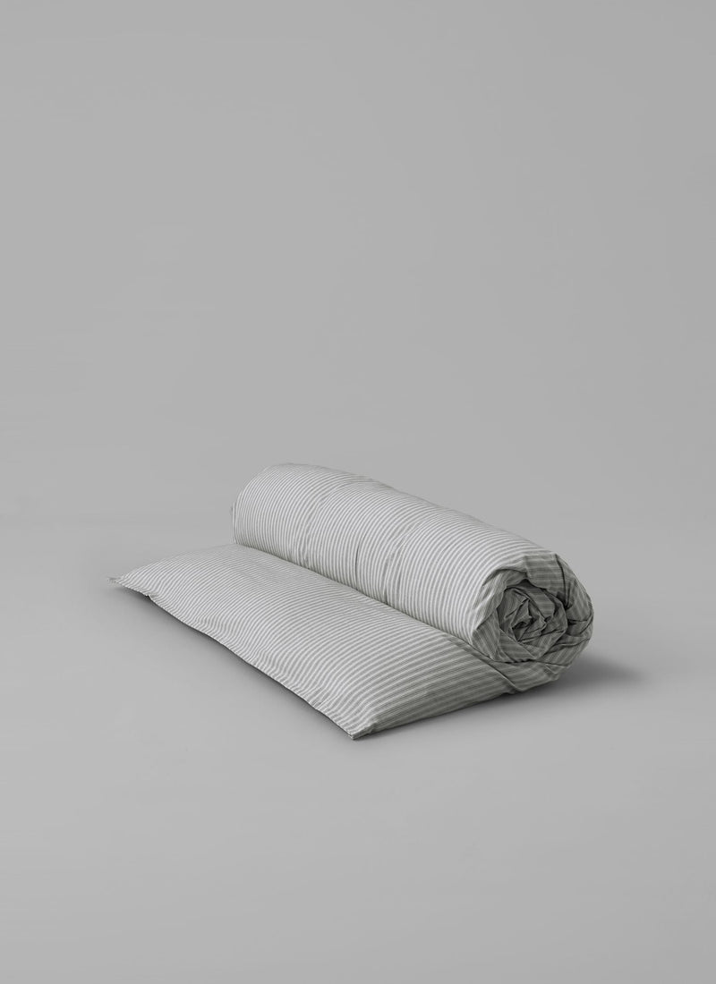 Ticking Stripe Cotton Duvet Cover | Ecru/Graphite