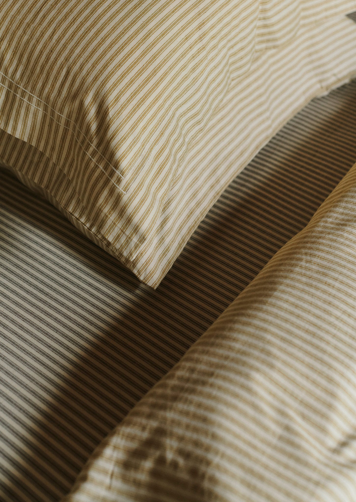 Organic Cotton Ticking Stripe Oxford Pillowcase Ecru/Straw TOAST