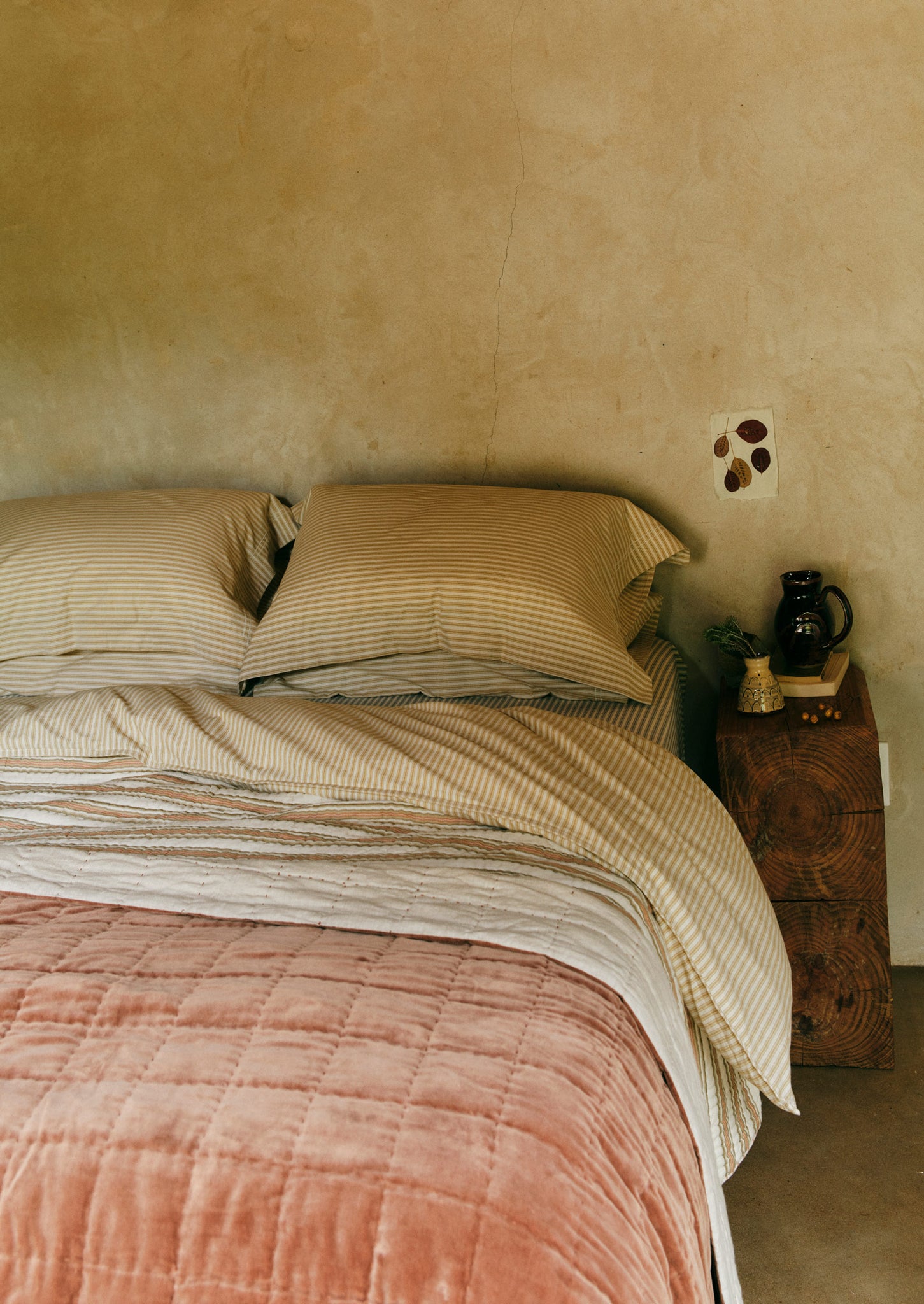 Organic Cotton Ticking Stripe Oxford Pillowcase Ecru/Straw TOAST