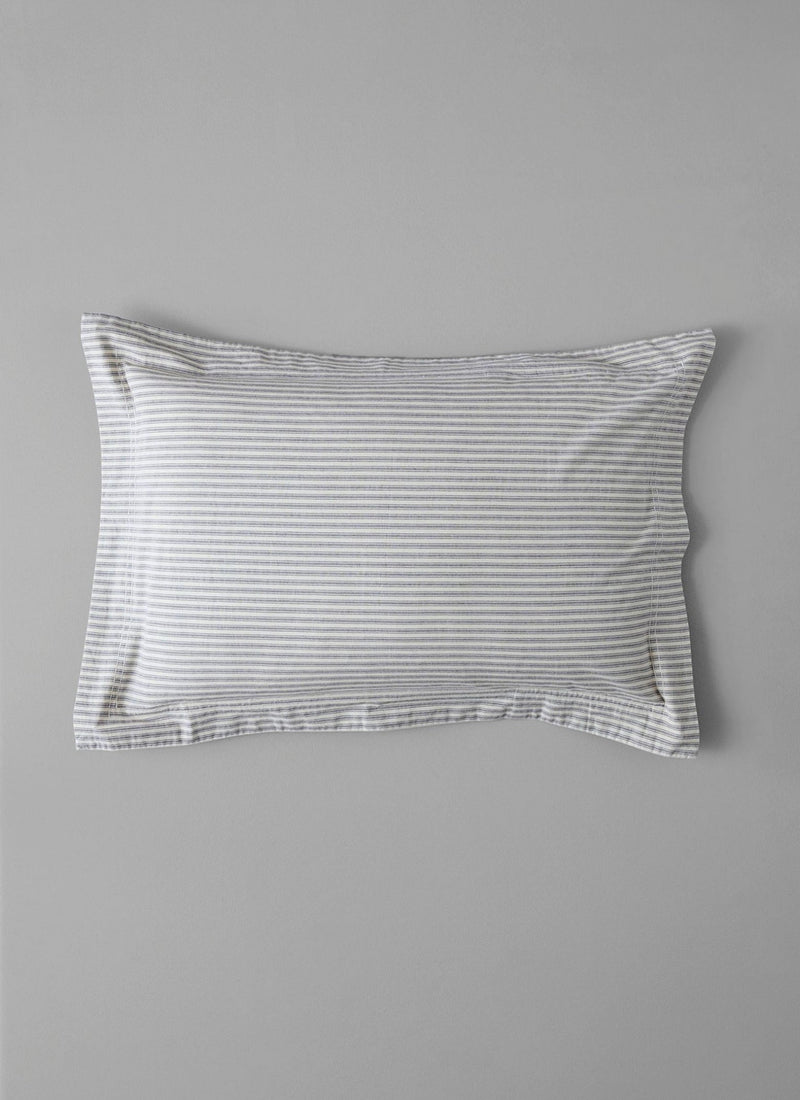 Ticking Stripe Cotton Oxford Pillowcase | Ecru/Graphite
