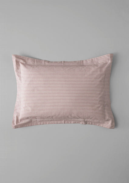 Ticking Stripe Cotton Oxford Pillowcase Ecru Rose