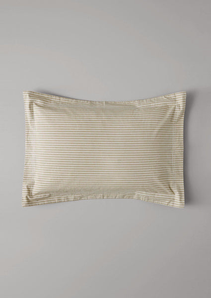 Ticking Stripe Cotton Oxford Pillowcase Ecru Straw