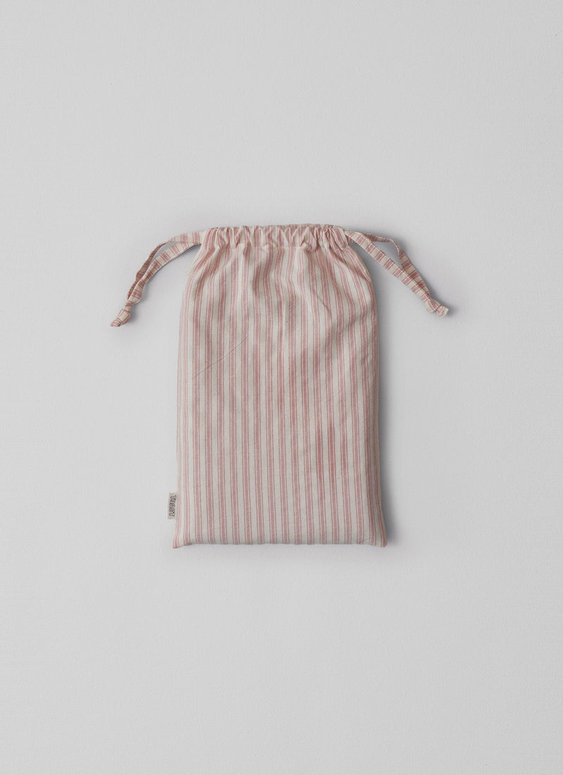 Ticking Stripe Cotton Housewife Pillowcase | Ecru/Rose