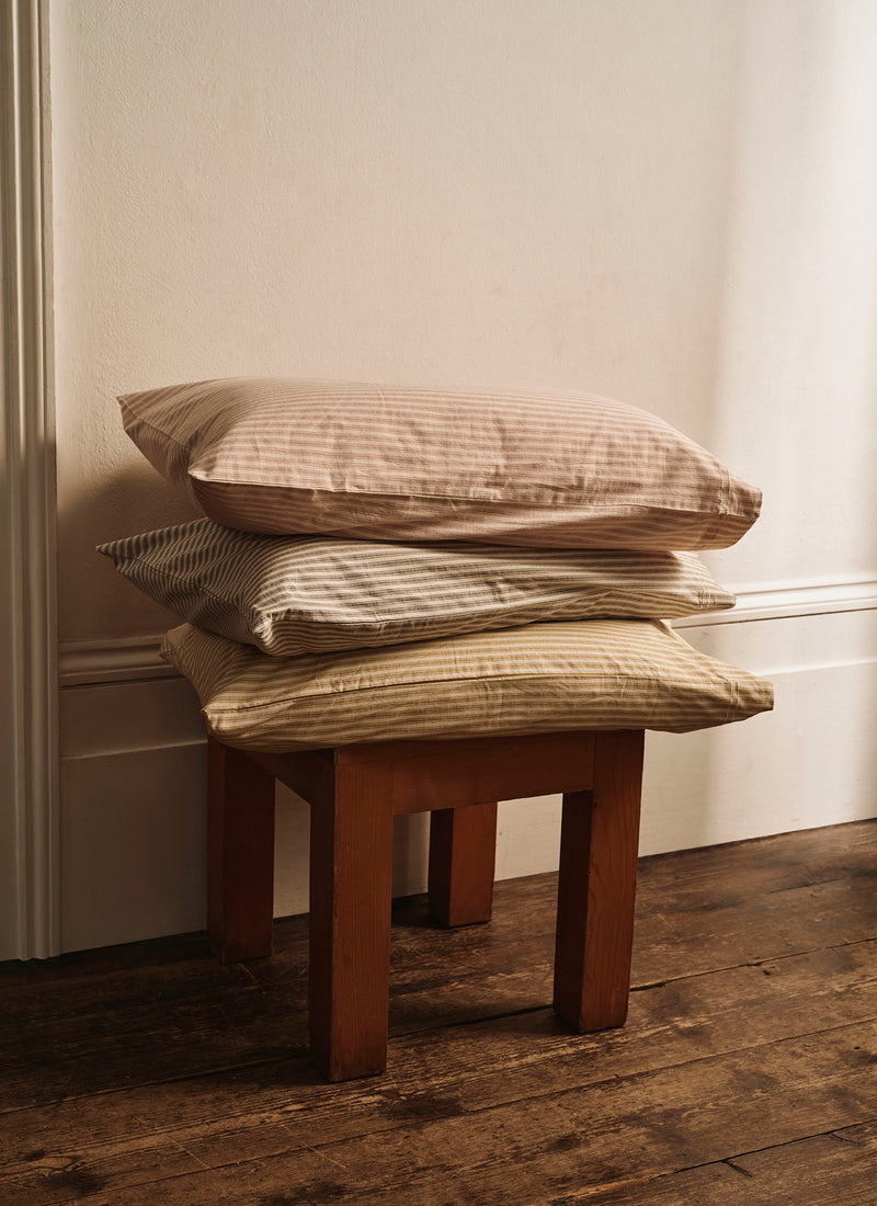 Ticking Stripe Cotton Housewife Pillowcase | Ecru/Straw
