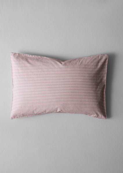 Ticking Stripe Cotton Housewife Pillowcase Ecru Rose