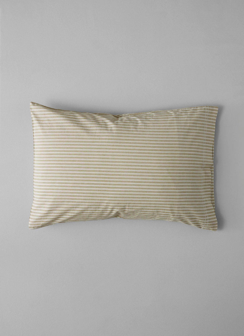 Ticking Stripe Cotton Housewife Pillowcase | Ecru/Straw