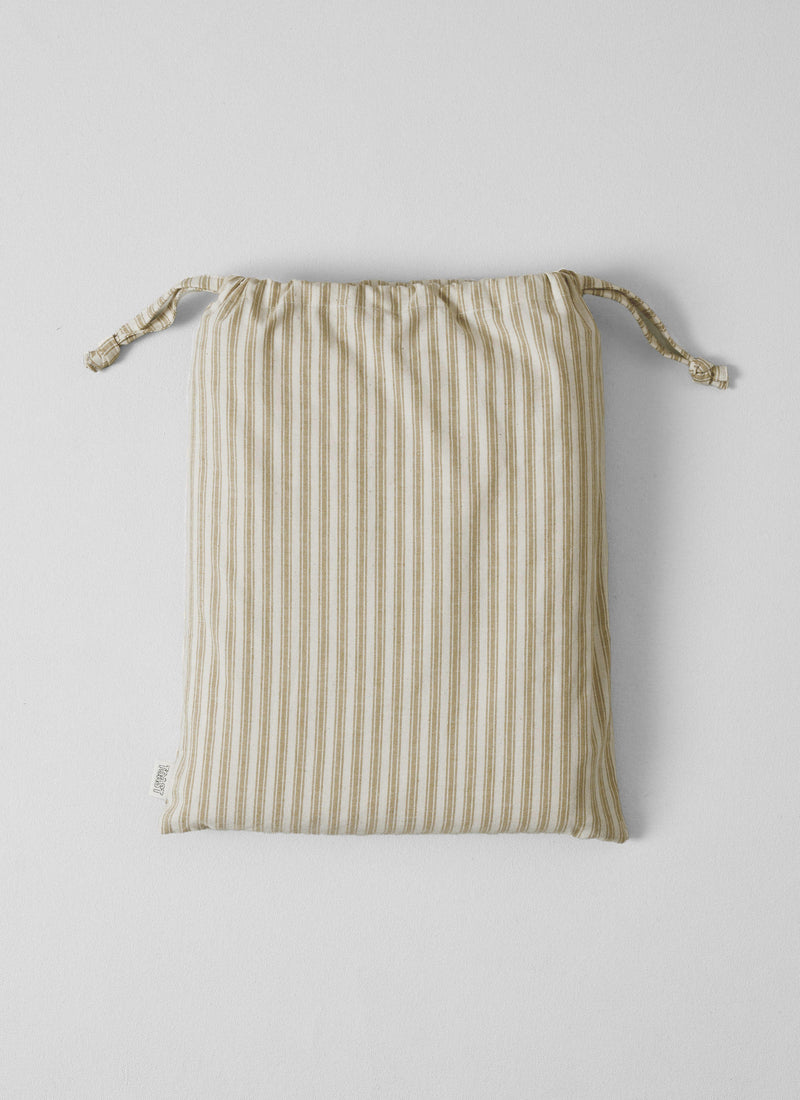 Ticking Stripe Cotton Fitted Sheet | Ecru/Straw