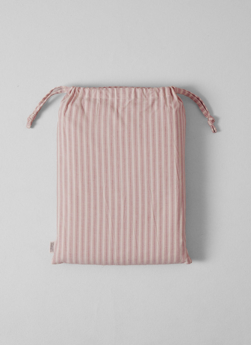 Ticking Stripe Cotton Fitted Sheet | Ecru/Rose