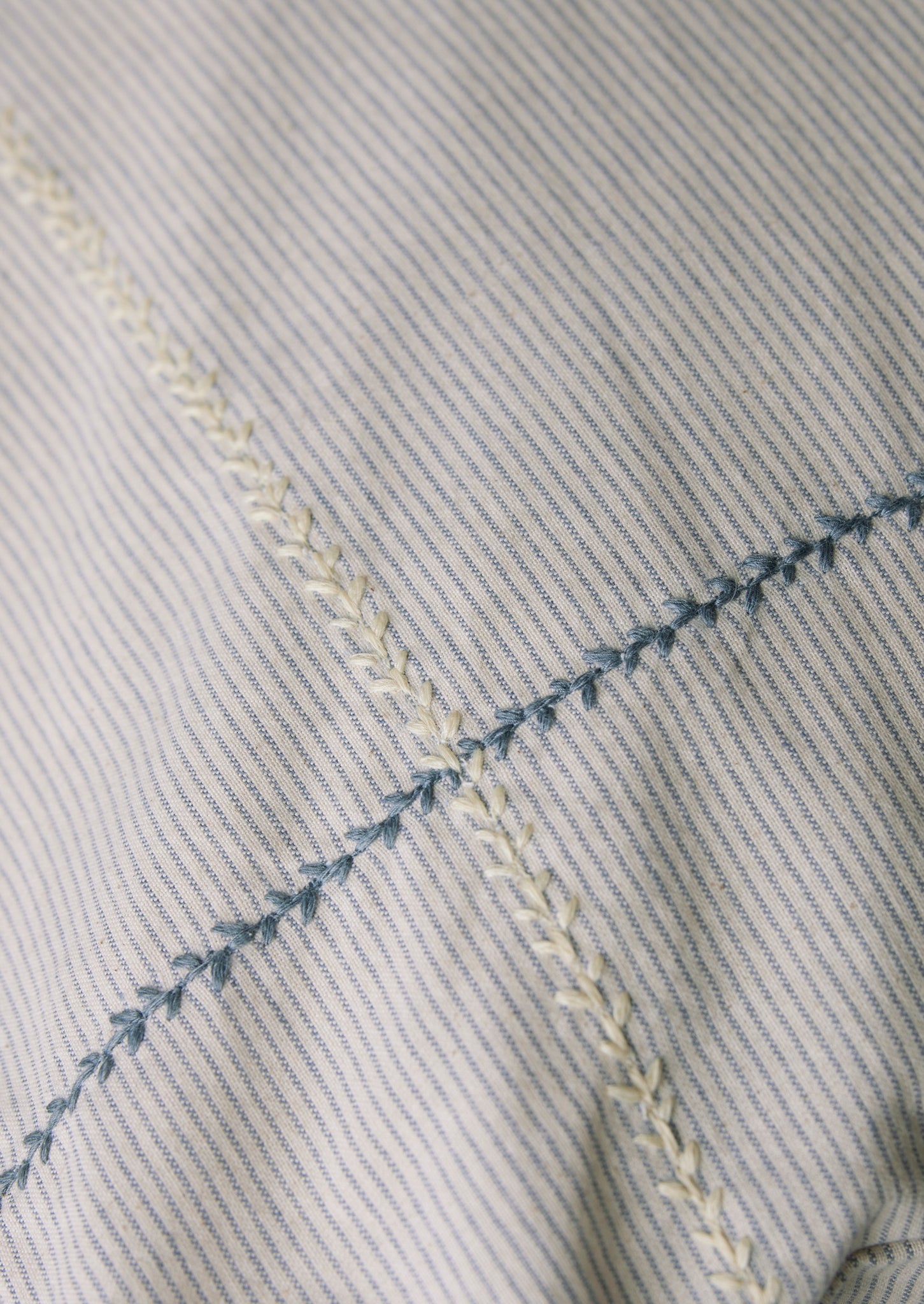 Purity Organic Cotton Lodge Pillowcase Set in Blue Stripe main image 1