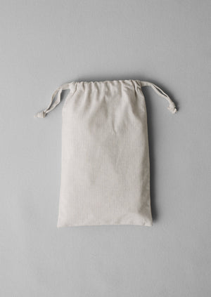Fine Stripe Organic Cotton Embroidered Pillowcase | Ecru/Smoke Blue