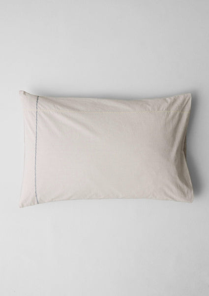 Fine Stripe Cotton Housewife Pillowcase Ecru Smoke