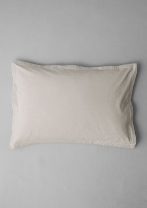Fine Stripe Organic Cotton Oxford Pillowcase Set | Ecru/Smoke Blue