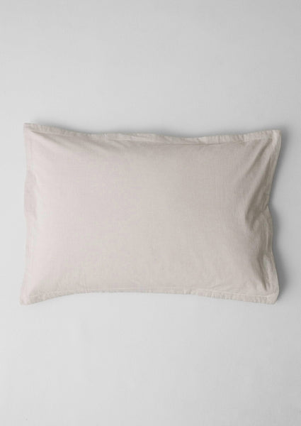 Fine Stripe Cotton Oxford Pillowcase Set Ecru Smoke