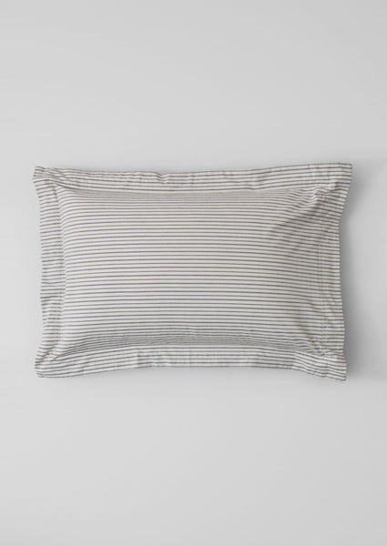 Pyjama Stripe Cotton Oxford Pillowcase Navy Ecru
