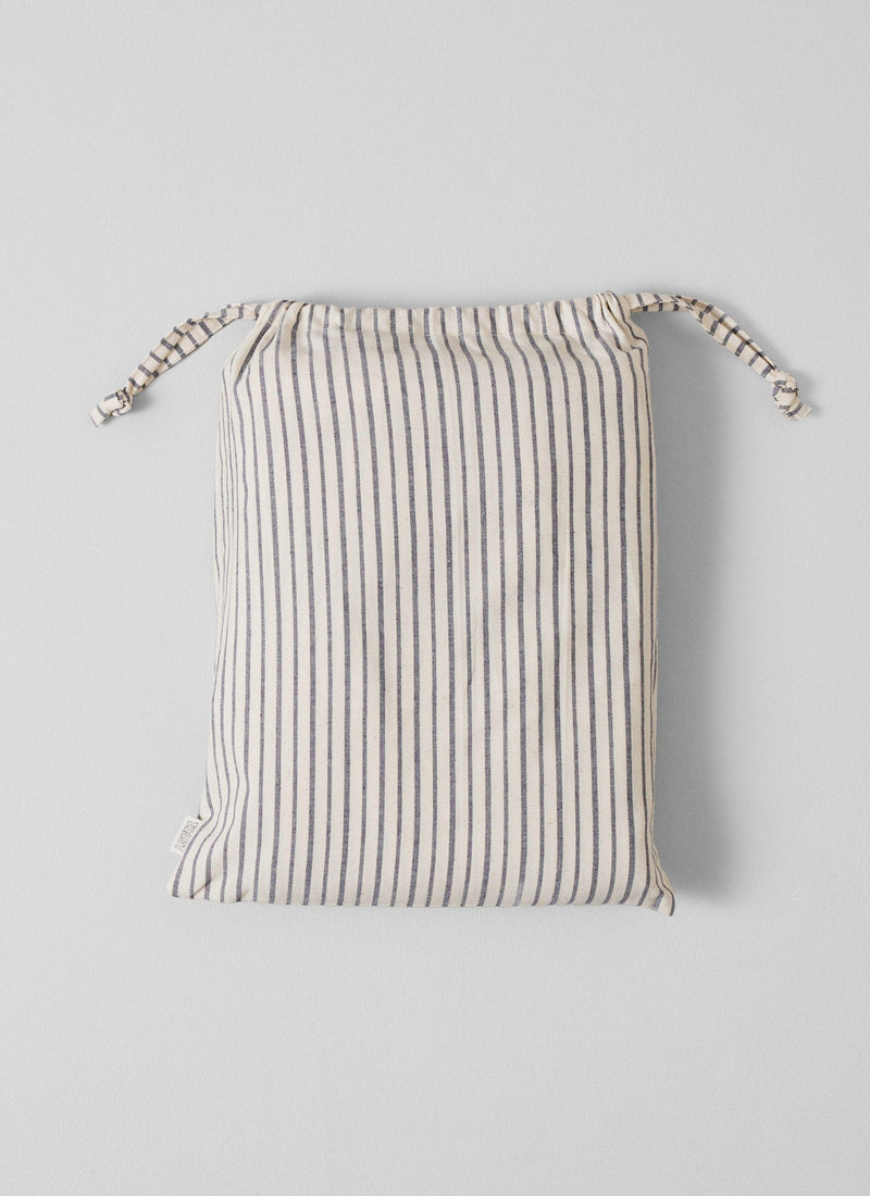 Pyjama Stripe Cotton Fitted Sheet | Navy/Ecru