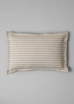 Ines Flannel Stripe Cotton Oxford Pillowcase Set | Apricot/Soft Blue