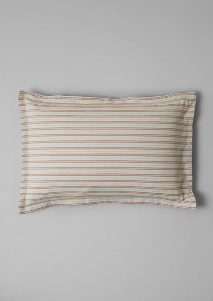 Ines Stripe Cotton Flannel Oxford Pillowcase Set Apricot Soft