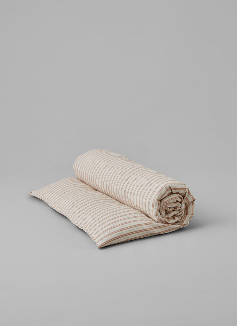 Ines Stripe Cotton Flannel Duvet Cover | Apricot/Soft Blue