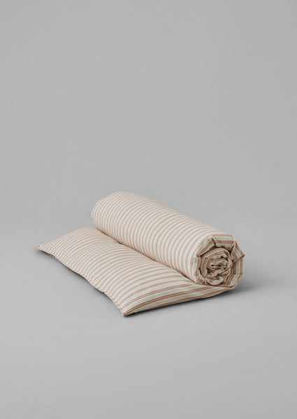 Ines Stripe Cotton Flannel Duvet Cover Apricot Soft