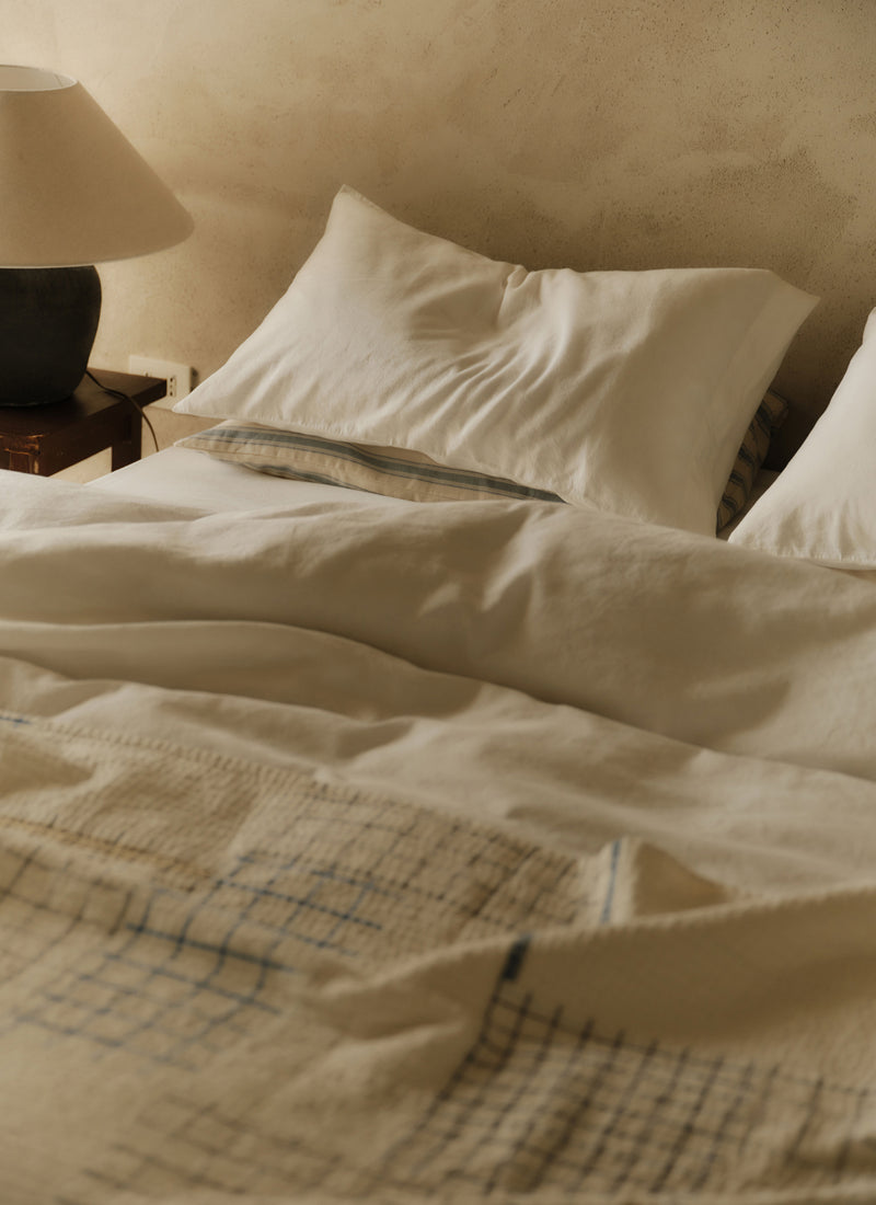Washed Linen Cotton Housewife Pillowcase Set | Ecru
