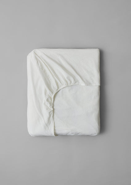 Washed Linen Cotton Fitted Sheet Ecru