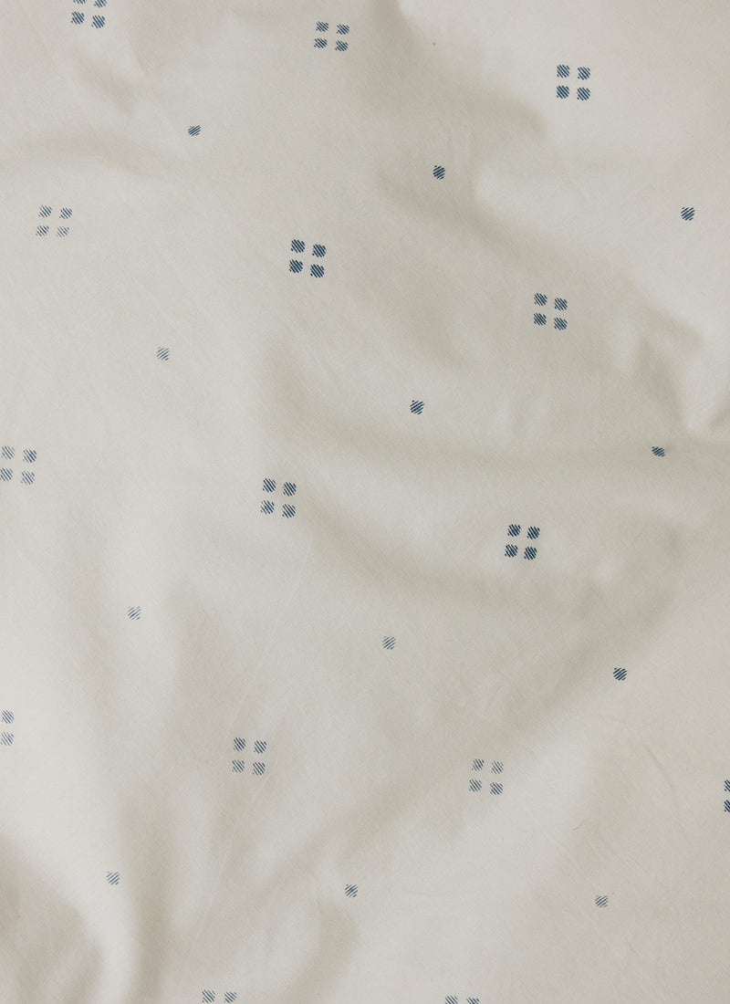 Rowan Print Cotton Poplin Duvet Cover | Ecru/Soft Blue