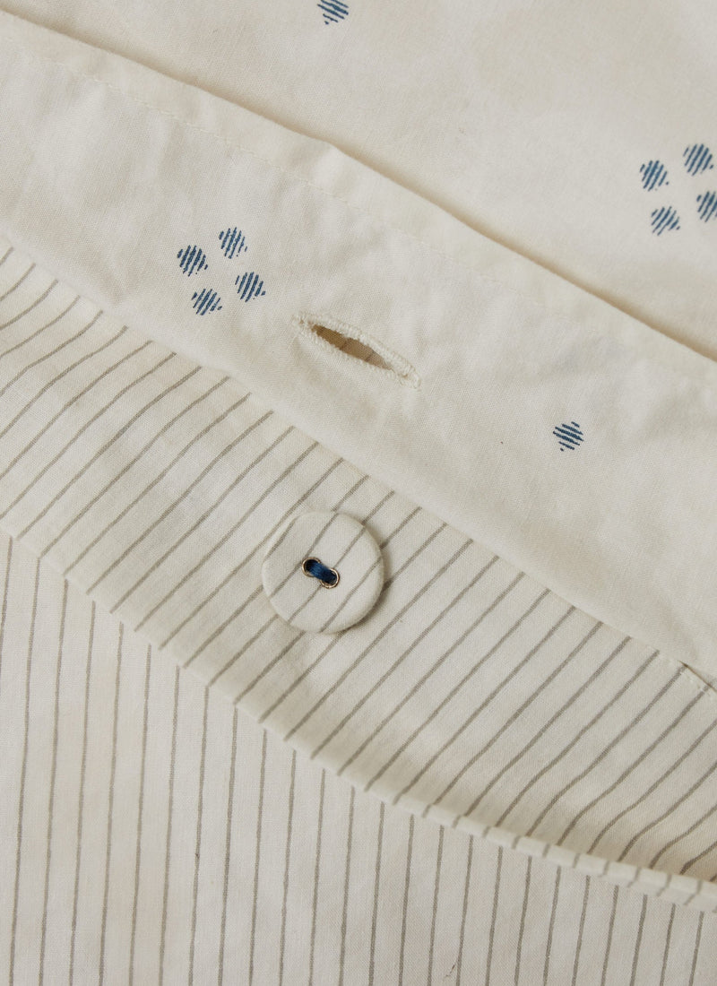 Rowan Print Cotton Poplin Duvet Cover | Ecru/Soft Blue