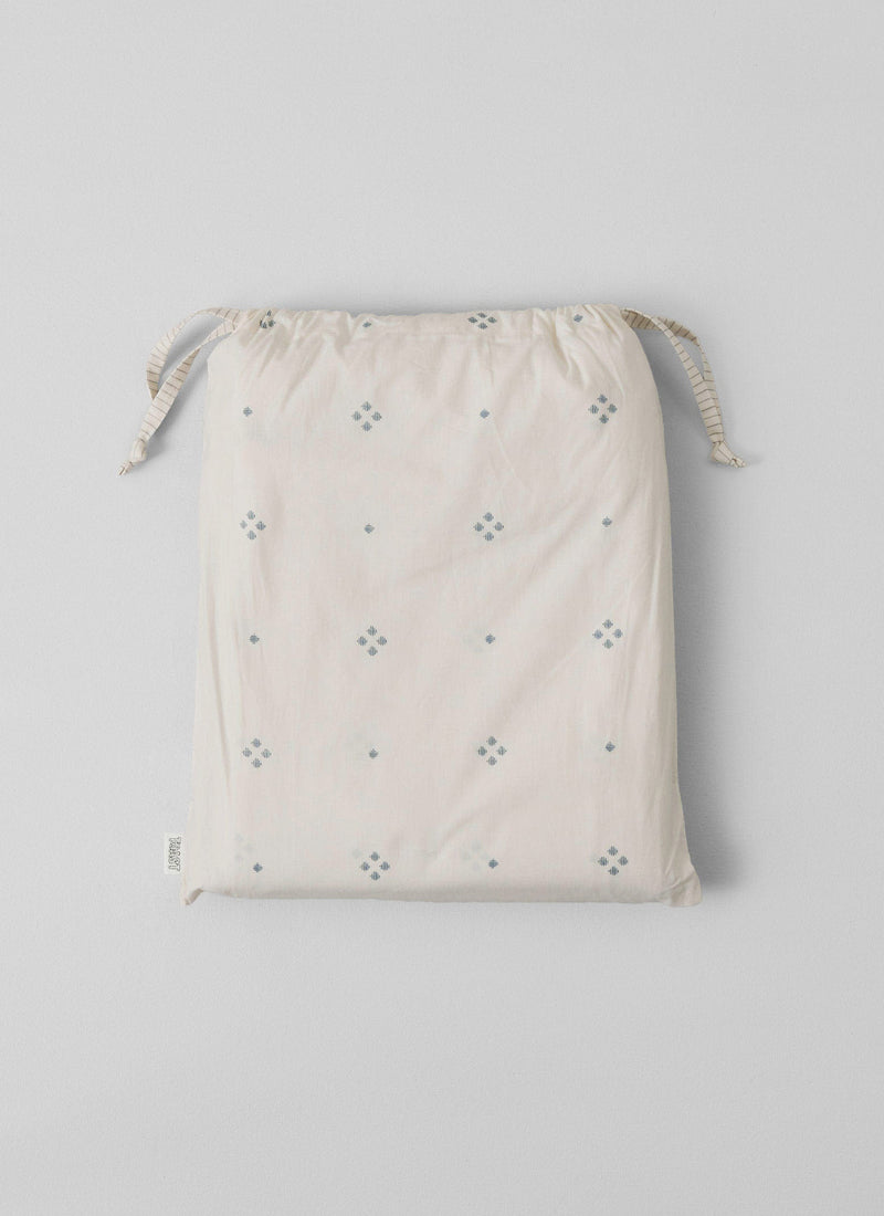 Rowan Print Cotton Poplin Duvet Cover | Ecru/Soft Blue