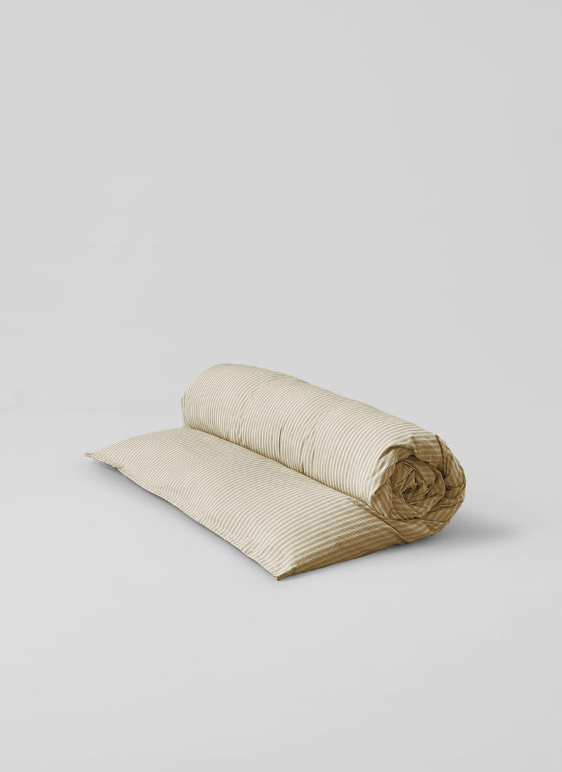 Ticking Stripe Cotton Duvet Cover | Ecru/Straw