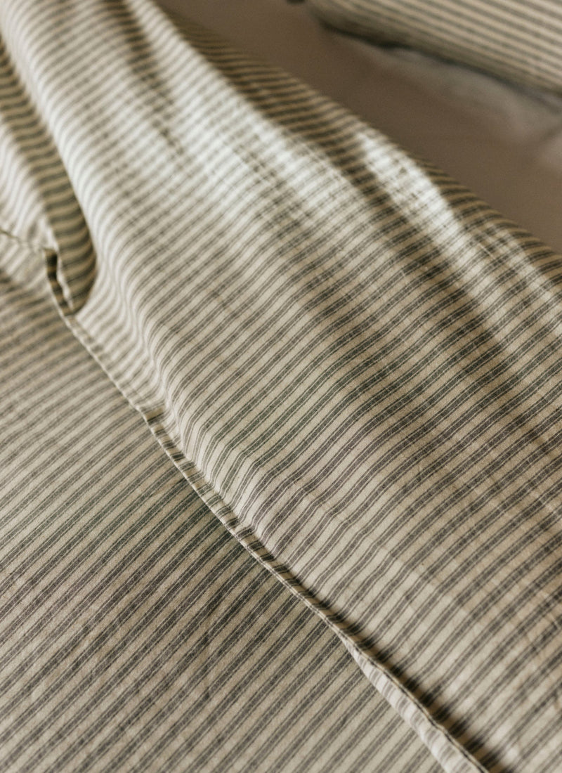 Ticking Stripe Cotton Duvet Cover | Ecru/Graphite