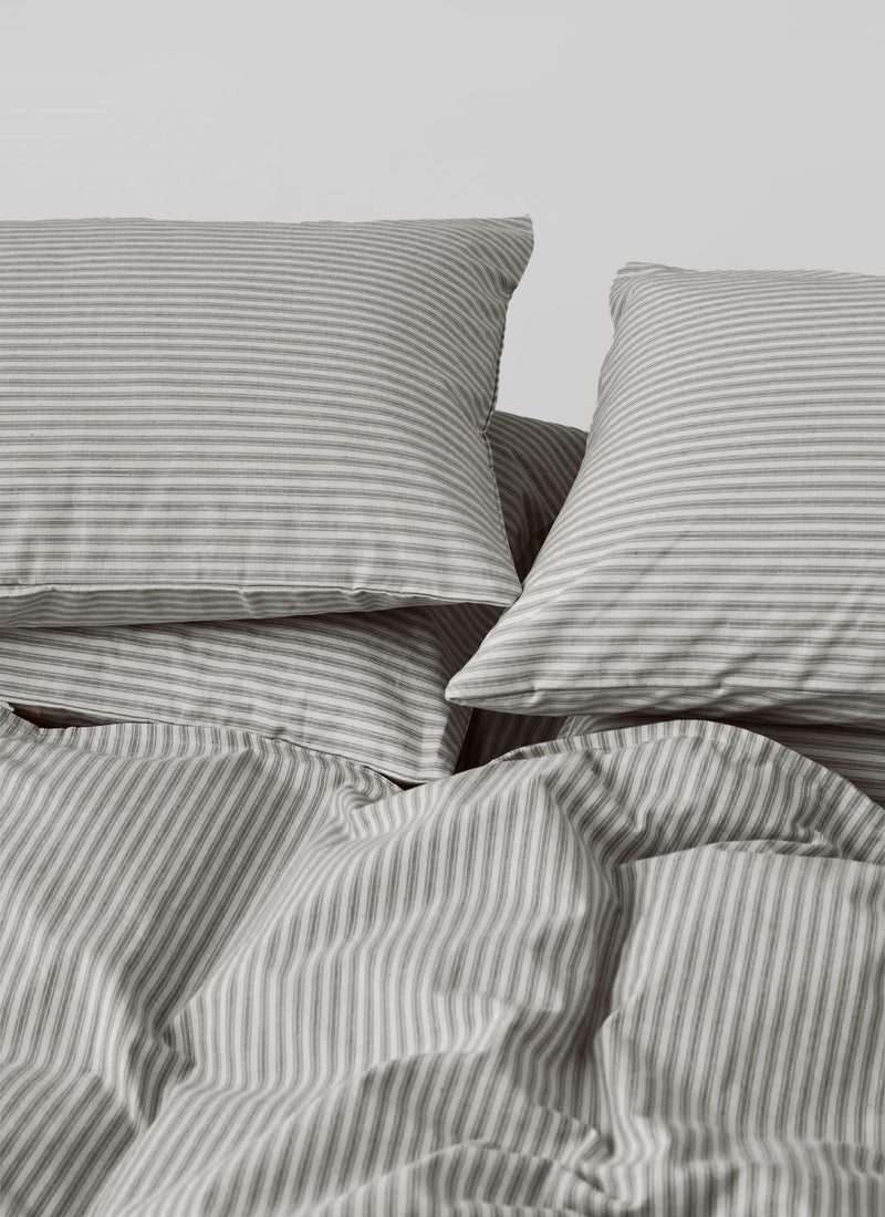 Ticking Stripe Cotton Duvet Cover | Ecru/Graphite