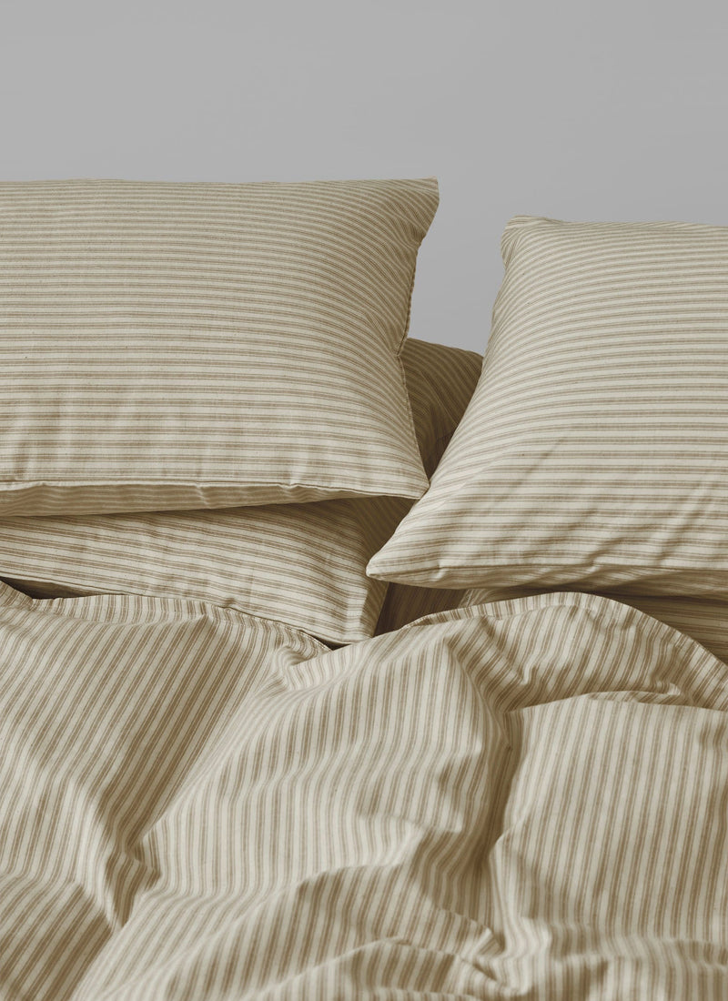 Ticking Stripe Cotton Duvet Cover | Ecru/Straw