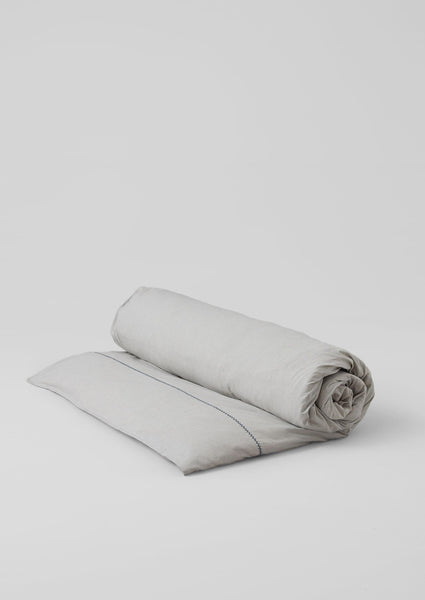 Fine Stripe Cotton Duvet Cover Ecru Smoke
